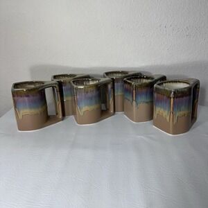 VTG Rodolfo Padilla Drip Glaze Stacking Stoneware Coffee Mug - Set of 6